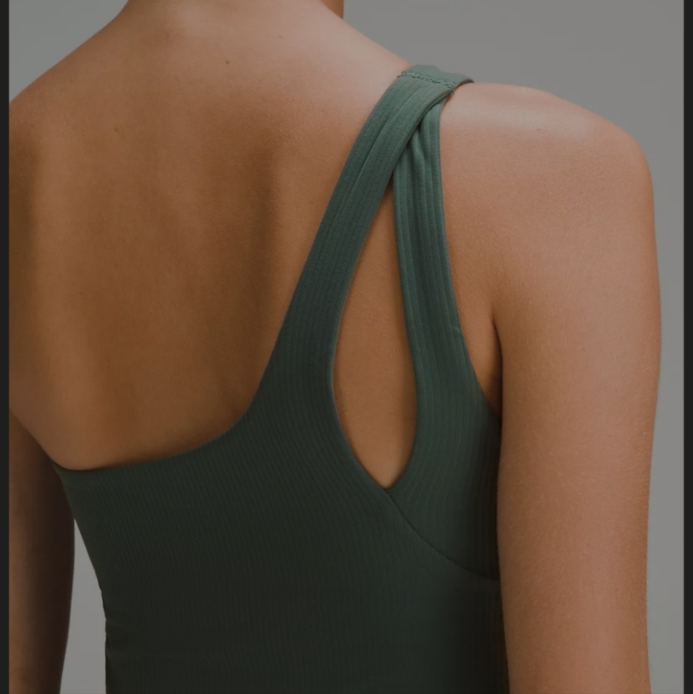 Lululemon Asymmetrical ribbed sports tank top in (green/camo)